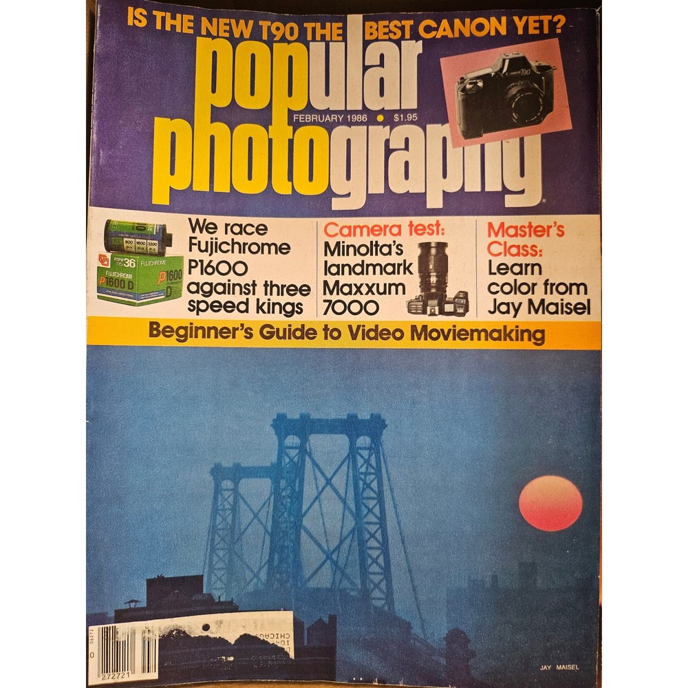 Vintage Popular Photography Magazine February 1986 Canon T90 Minolta Maxxum 7000